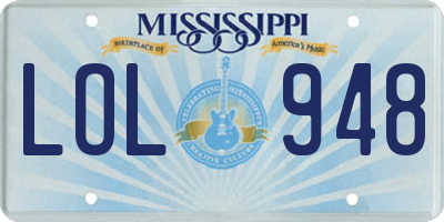 MS license plate LOL948