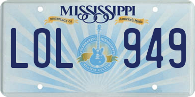 MS license plate LOL949