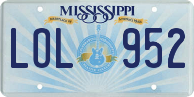 MS license plate LOL952