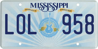 MS license plate LOL958