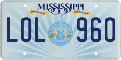 MS license plate LOL960