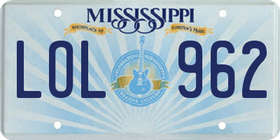 MS license plate LOL962