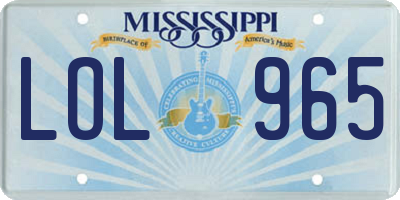 MS license plate LOL965
