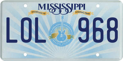 MS license plate LOL968