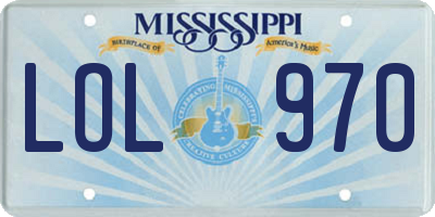 MS license plate LOL970