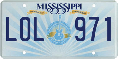 MS license plate LOL971