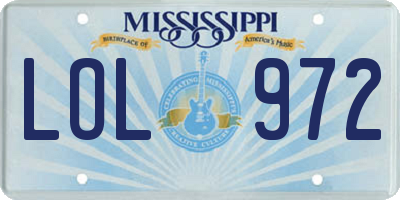 MS license plate LOL972