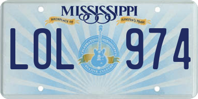MS license plate LOL974