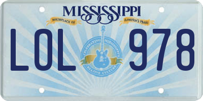 MS license plate LOL978