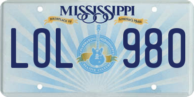 MS license plate LOL980