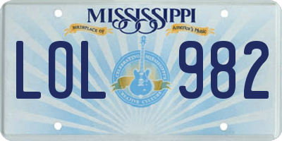 MS license plate LOL982