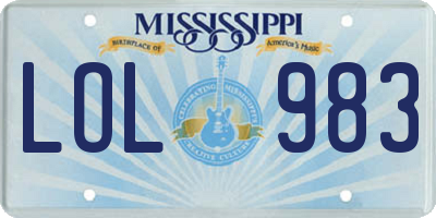 MS license plate LOL983