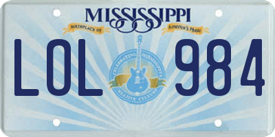 MS license plate LOL984