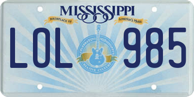 MS license plate LOL985