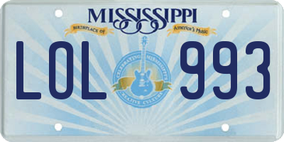 MS license plate LOL993