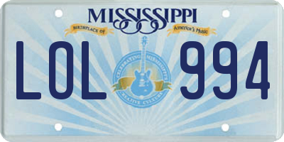 MS license plate LOL994