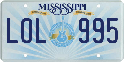 MS license plate LOL995