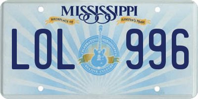 MS license plate LOL996