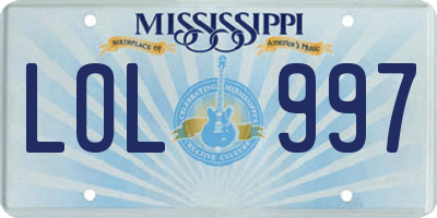 MS license plate LOL997