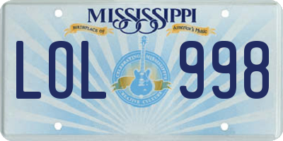 MS license plate LOL998