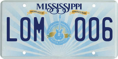 MS license plate LOM006