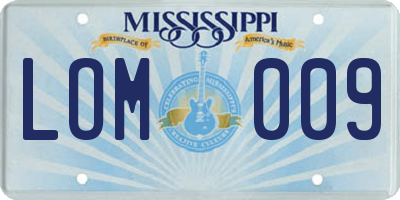 MS license plate LOM009