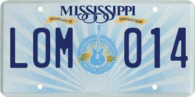 MS license plate LOM014