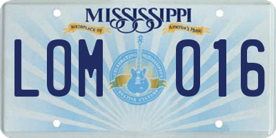 MS license plate LOM016