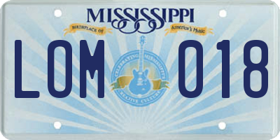 MS license plate LOM018