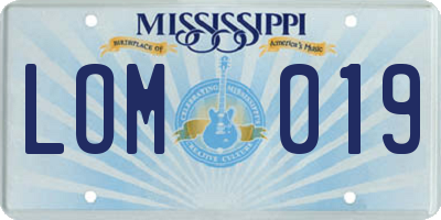 MS license plate LOM019