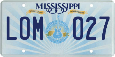 MS license plate LOM027