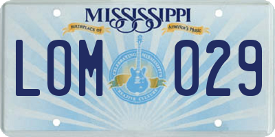 MS license plate LOM029