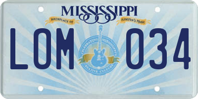 MS license plate LOM034
