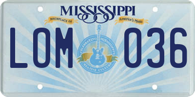 MS license plate LOM036
