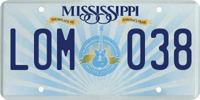 MS license plate LOM038