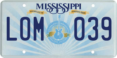 MS license plate LOM039