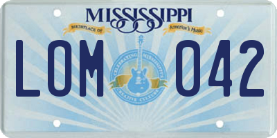 MS license plate LOM042