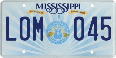 MS license plate LOM045