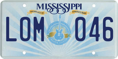 MS license plate LOM046