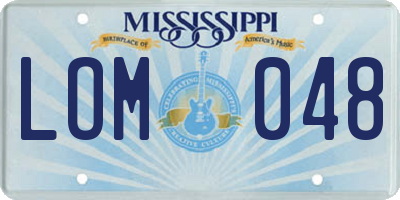 MS license plate LOM048