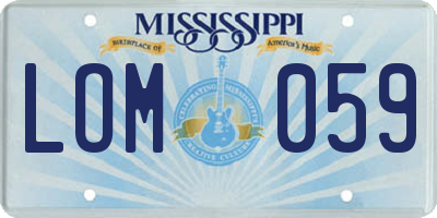 MS license plate LOM059