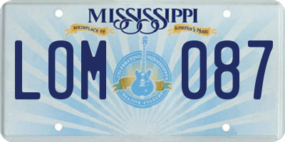 MS license plate LOM087