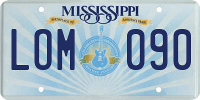 MS license plate LOM090