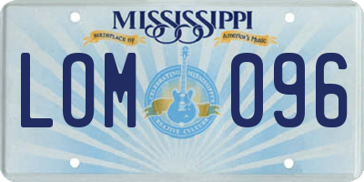 MS license plate LOM096