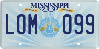MS license plate LOM099