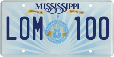 MS license plate LOM100