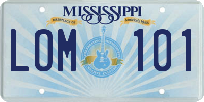 MS license plate LOM101