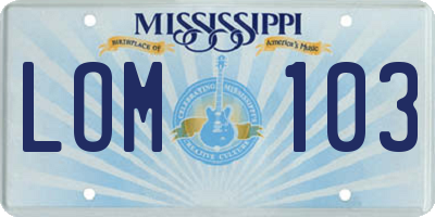 MS license plate LOM103