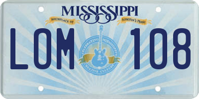 MS license plate LOM108