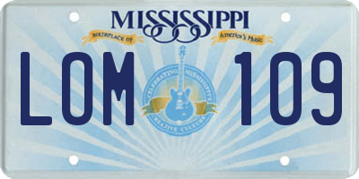 MS license plate LOM109